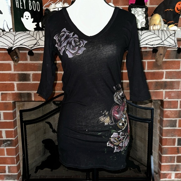 Y2K sinful rhinestone half sleeve - Picture 1 of 9